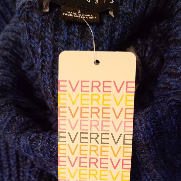 Sanctuary NWT Oversized Blue Marled Chunky Knit Roll Neck Sweater Size L (12-14) - Picture 10 of 11